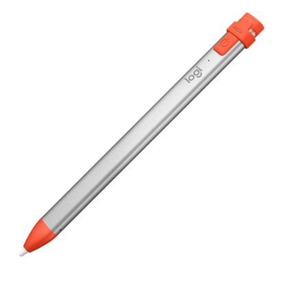 Picture of Logitech Crayon Digital Pencil For iPad (6th gen) - Capacitive Touchscreen Type Supported - Active - Replaceable Stylus Tip - Aluminum, Polycarbonate/Acrylonitrile Butadiene Styrene (PC/ABS) - Gray, Orange - Tablet Device Supported