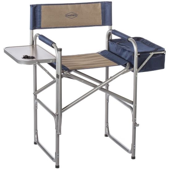 Picture of Kamp-Rite High-Back Director's Chair With Side Table And Cooler, Tan/Blue