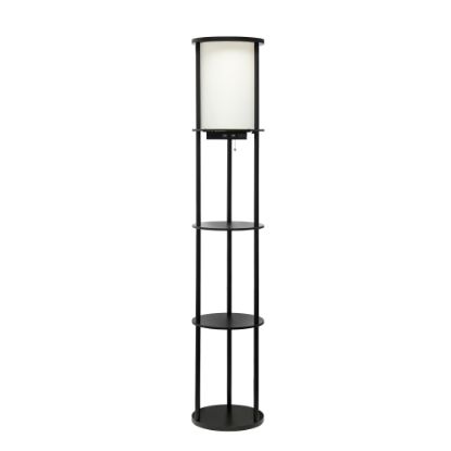 Picture of Simple Designs Round Etagere Floor Lamp, 62-1/2inH, White/Black