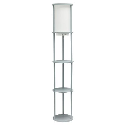 Picture of Simple Designs Round Etagere Floor Lamp, 62-1/2inH, White/Gray