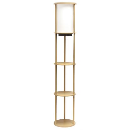 Picture of Simple Designs Round Etagere Floor Lamp, 62-1/2inH, White/Tan