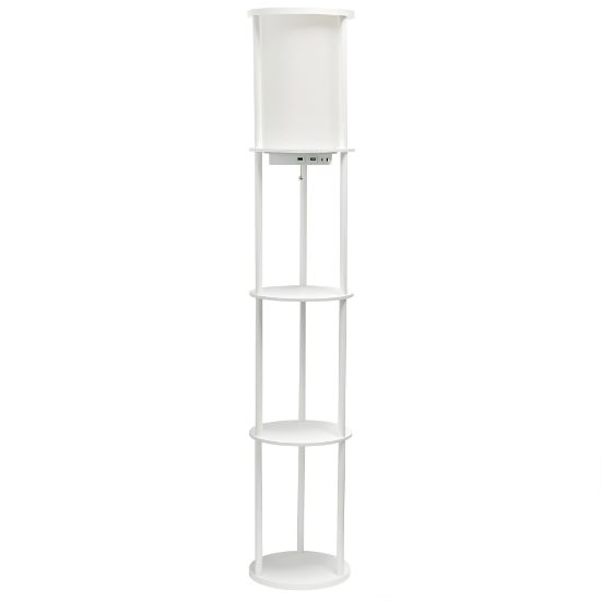 Picture of Simple Designs Round Etagere Floor Lamp, 62-1/2inH, White