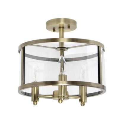 Picture of Lalia Home 3LT Glass And Metallic Accented Semi-Flushmount Lamp, 13inW, Clear Shade/Antique Brass Base