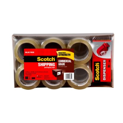 Picture of Scotch Commercial Grade Packing Tape With Dispenser, 1-7/8in x 54.6 Yd., Clear, Case Of 12 Rolls