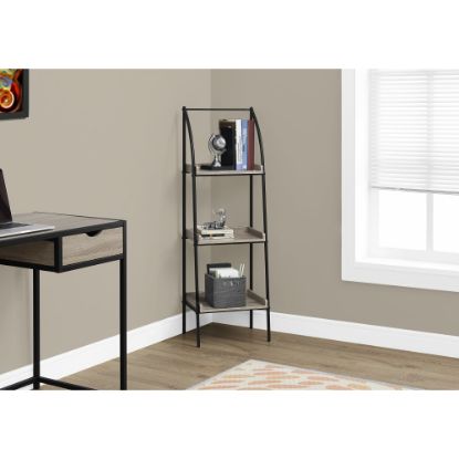 Picture of Monarch Specialties 48inH 3-Shelf Backless Metal Bookcase, Dark Taupe/Black