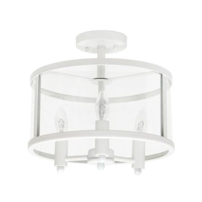 Picture of Lalia Home 3LT Glass And Metallic Accented Semi-Flushmount Lamp, 13inW, Clear Shade/White Base