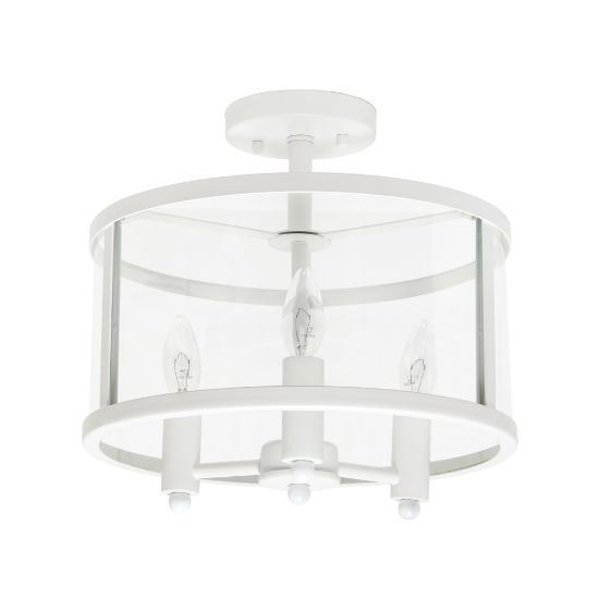 Picture of Lalia Home 3LT Glass And Metallic Accented Semi-Flushmount Lamp, 13inW, Clear Shade/White Base