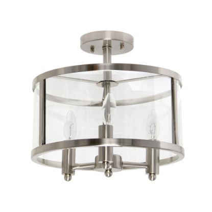 Picture of Lalia Home 3LT Glass And Metallic Accented Semi-Flushmount Lamp, 13inW, Clear Shade/Brushed Nickel Base