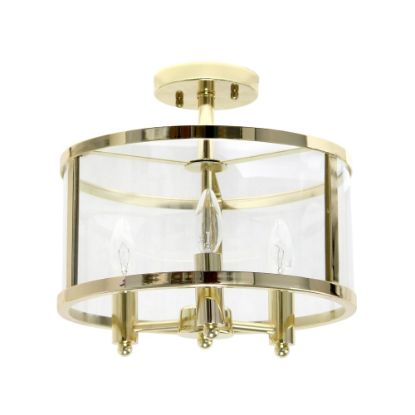 Picture of Lalia Home 3LT Glass And Metallic Accented Semi-Flushmount Lamp, 13inW, Clear Shade/Gold Base