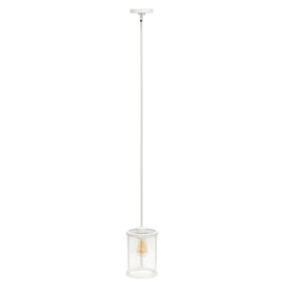 Picture of Lalia Home 1-Light Adjustable Hanging Cylindrical Glass Pendant Fixture, 6-3/4inW, Clear Shade/White Base