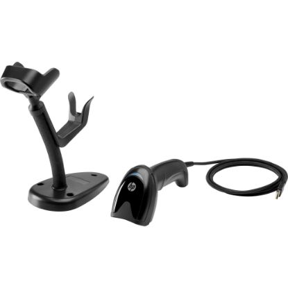 Picture of HP Engage Imaging Barcode Scanner II - Cable Connectivity - 1D, 2D - LED - Imager - Omni-directional - USB - Black - Stand Included - IP52 - USB