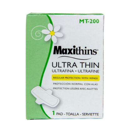 Picture of Hospeco Maxithins Ultra Thin Maxi Pads With Wings, Pack Of 200 Pads