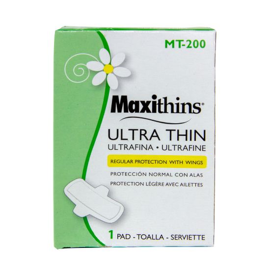 Picture of Hospeco Maxithins Ultra Thin Maxi Pads With Wings, Pack Of 200 Pads