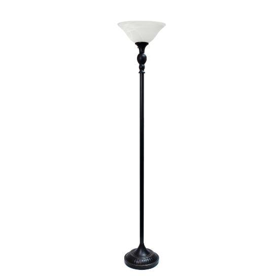 Picture of Elegant Designs 1-Light Torchiere Floor Lamp, 71inH, Restoration Bronze/Marbleized White