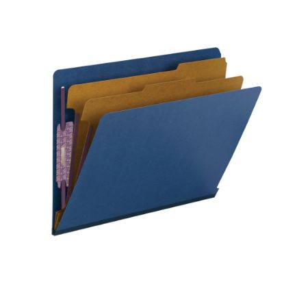 Picture of Smead End-Tab Classification Folders, 2in Expansion, 2 Dividers, 8 1/2in x 11in, Letter, Dark Blue, Box of 10