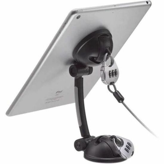 Picture of CTA Digital Suction Mount Stand with Theft Deterrent Lock for Tablets and Smartphones - Steel, Acrylonitrile Butadiene Styrene (ABS), Nylon, Rubber, Plastic - 1 - Cable Lock, Portable, Double-sided, Adjustable, Lightweight