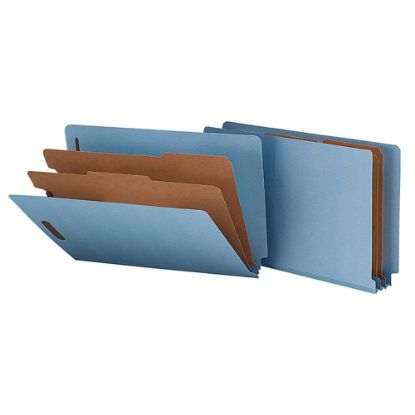 Picture of Smead End-Tab Classification Folders, 2in Expansion, 2 Dividers, 8 1/2in x 14in, Legal, 50% Recycled, Blue, Box of 10