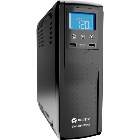 Picture of Vertiv Liebert PSA5 UPS - 500VA/300W 120V | Line Interactive AVR Tower UPS - Battery Backup and Surge Protection | 10 Total Outlets | 2 USB Charging Port | LCD Panel | 3-Year Warranty | Energy Star Certified