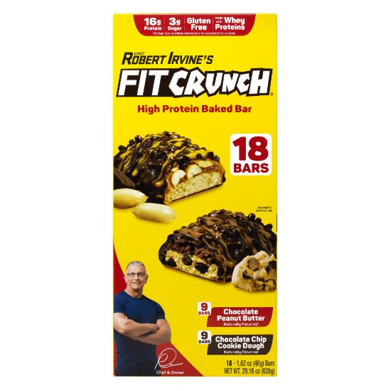 Picture of Chef Robert Irvines FITCRUNCH High Protein Bars, Variety Pack, 1.62 Oz, Pack Of 18 Bars