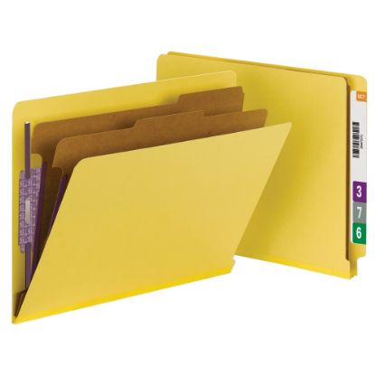 Picture of Smead End-Tab Classification Folders, With SafeSHIELD Fasteners, 8 1/2in x 11in, 2 Divider, Yellow, Pack Of 10