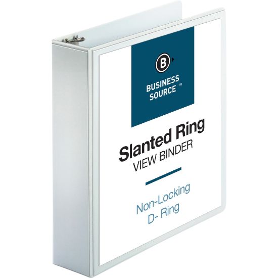 Picture of Business Source Basic View 3-Ring Binder, 2in D-Rings, White