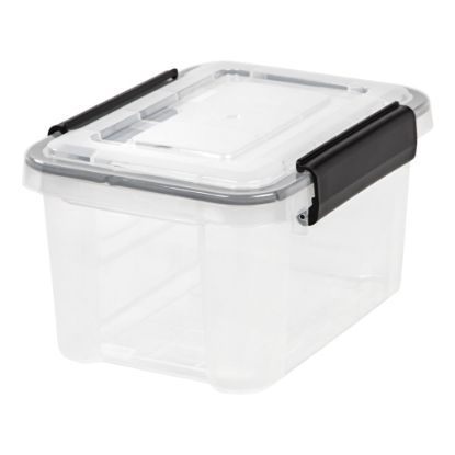 Picture of IRIS Weathertight Plastic Storage Container, 6.5 Quarts, 6 1/2in x 8 1/2in x 11 1/2in, Clear