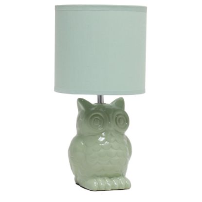 Picture of Simple Designs Owl Table Lamp, 12-13/16inH, Sage Green/Sage Green