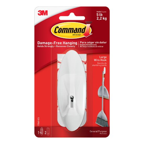 Picture of Command Large Wire Hook, 1-Command Hook, 2-Command Strips, Damage-Free, White