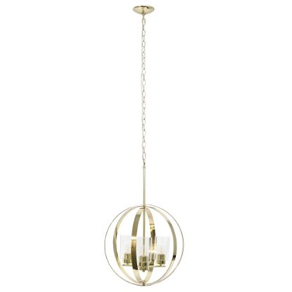 Picture of Lalia Home 3-Light Hanging Metal Globe And Clear Glass Ceiling Pendant, 18inW, Gold