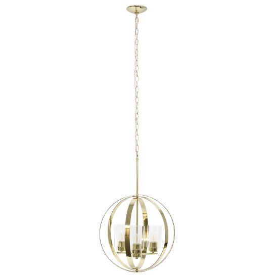 Picture of Lalia Home 3-Light Hanging Metal Globe And Clear Glass Ceiling Pendant, 18inW, Gold