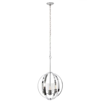 Picture of Lalia Home 3-Light Hanging Metal Globe And Clear Glass Ceiling Pendant, 18inW, Chrome