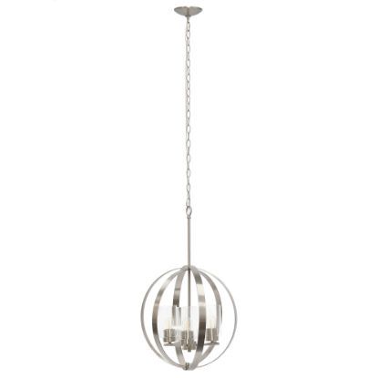 Picture of Lalia Home 3-Light Hanging Metal Globe And Clear Glass Ceiling Pendant, 18inW, Brushed Nickel