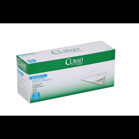 Picture of CURAD Sterile Non-Adherent Pads, 3in x 8in, White, 50 Per Box, Case Of 12 Boxes