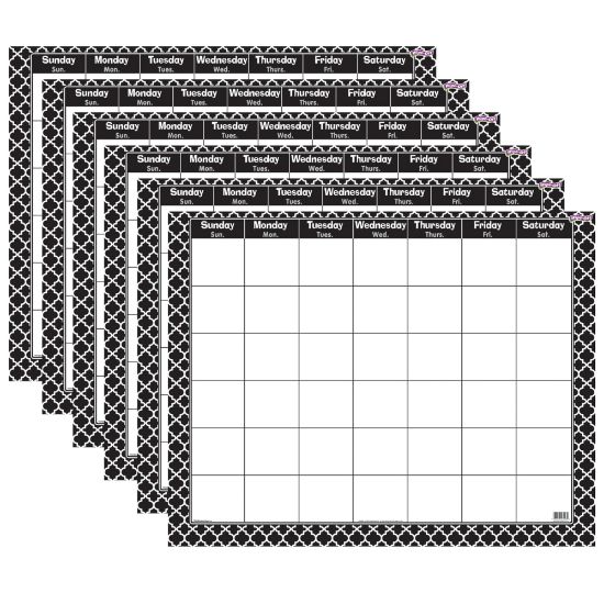 Picture of Trend Moroccan Wipe-Off Monthly Calendars, 22in x 28in, Black, Pack Of 6 Calendars