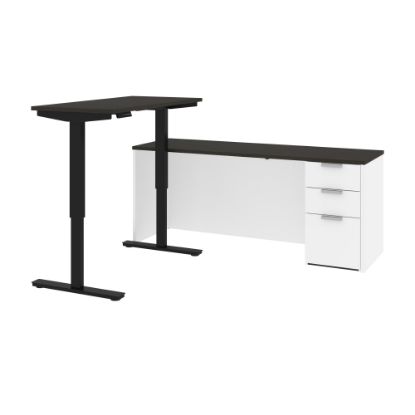 Picture of Bestar Pro-Concept Plus 72inW L-Shaped Standing Corner Desk With Pedestal, White/Deep Gray