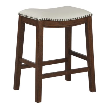 Picture of Office Star Counter-Height Saddle Stools, Cream/Dark Walnut, Set Of 2 Stools