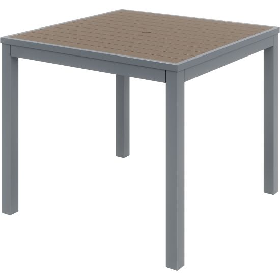 Picture of KFI Studios Eveleen Square Outdoor Patio Table, 29inH x 35inW x 35inD, Silver/Mocha