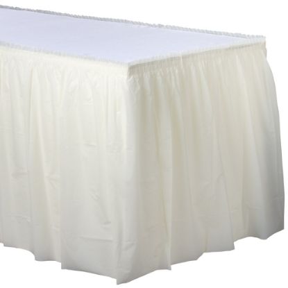 Picture of Amscan Plastic Table Skirts, Vanilla Creme, 21' x 29in, Pack Of 2 Skirts