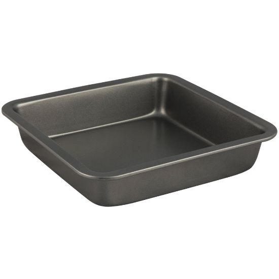 Picture of Range Kleen B11SC Non-Stick 8 Inch Square Cake Pan - Baking, Roasting, Toasting - Dishwasher Safe - Gray, Black - Carbon Steel Body