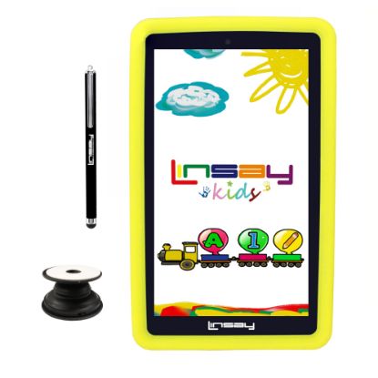 Picture of Linsay F7 Tablet, 7in Screen, 2GB Memory, 64GB Storage, Android 13, Kids Yellow