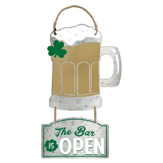 Picture of Amscan 242555 St. Patricks Day Bar Signs, 7-3/4in x 14in, Silver, Pack Of 3 Signs