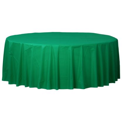 Picture of Amscan 77017 Solid Round Plastic Table Covers, 84in, Festive Green, Pack Of 6 Covers