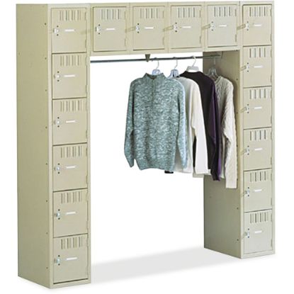 Picture of Tennsco 16-Compartment Steel Locker With Coat Bar, 72inH x 72inW x 18inD, Sand