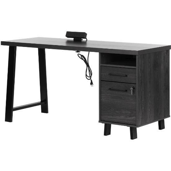 Picture of South Shore Kozack 60inW Computer Desk, Gray Oak