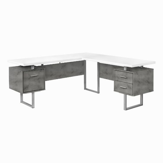 Picture of Monarch Specialties Dallas 71inW L-Shaped Corner Desk, Gray/White