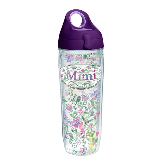 Picture of Tervis Mimi Floral Water Bottle With Lid, 24 Oz, Clear