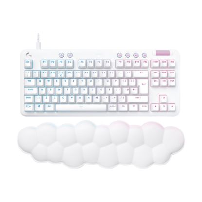 Picture of Logitech G713 Wired Gaming Keyboard, Tactile Switches (GX Brown), and Keyboard Palm Rest, White Mist - Keyboard - tenkeyless - backlit - USB - key switch: GX Brown Tactile