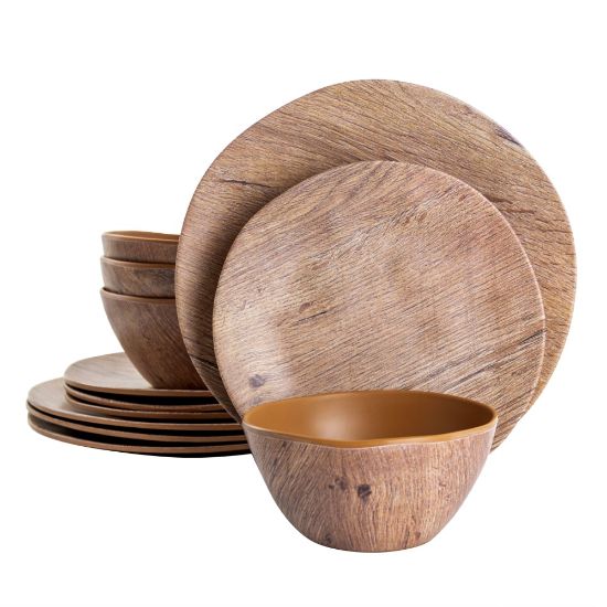 Picture of Gibson Home Woodfern 12-Piece Dinnerware Set, Brown