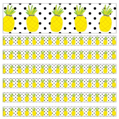 Picture of Carson Dellosa Education Straight Borders, Schoolgirl Style Simply Stylish Tropical Pineapples, 36ft Per Pack, Set Of 6 Packs