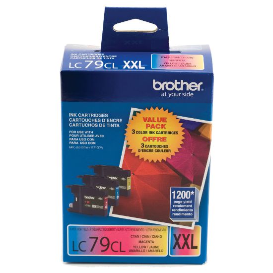 Picture of Brother LC79 Cyan, Magenta, Yellow Ink Cartridges, Pack Of 3, LC793PKS